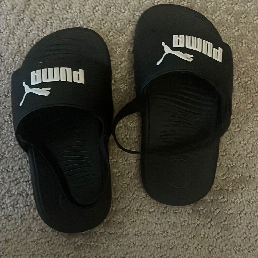 Puma Black Slides with Logo